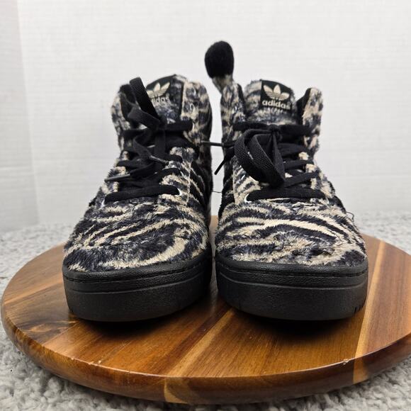 Adidas JS Jeremy Scott Men 9 Zebra Black White Casual Lifestyle High Top Sneaker - Picture 4 of 15